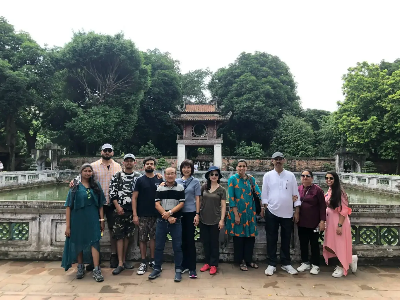 bookvietnamholiday.com clients at Temple of Literature courtyard, Hanoi