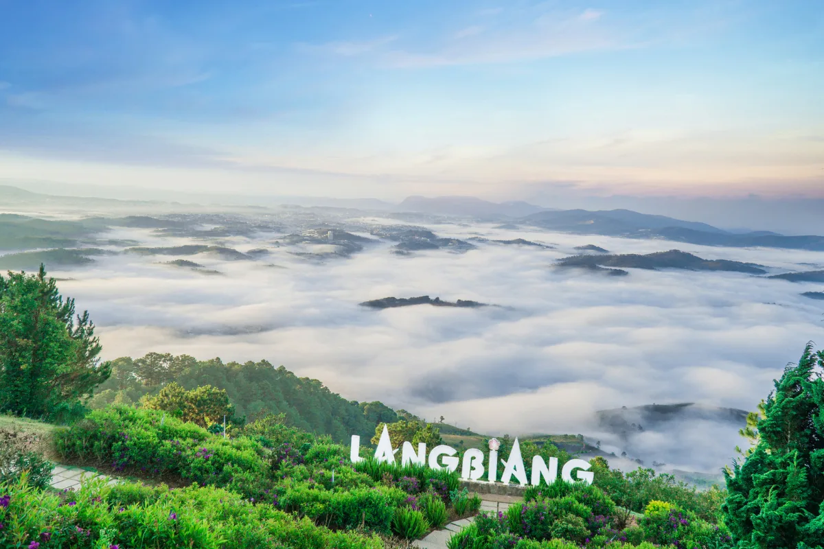 Lang Biang Mountain summit views Central Highlands Da Lat Vietnam