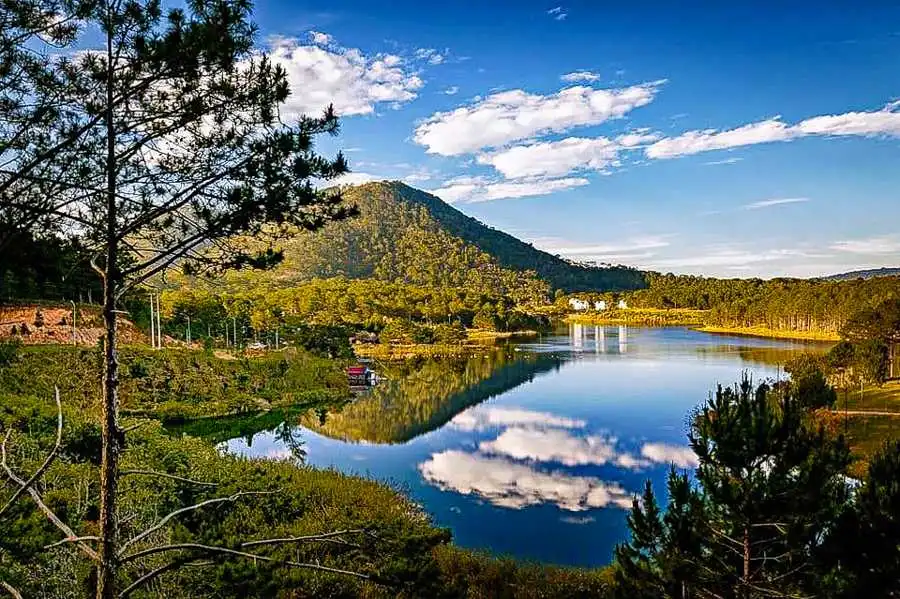 Tuyen Lam Lake pine forest boat Da Lat Vietnam