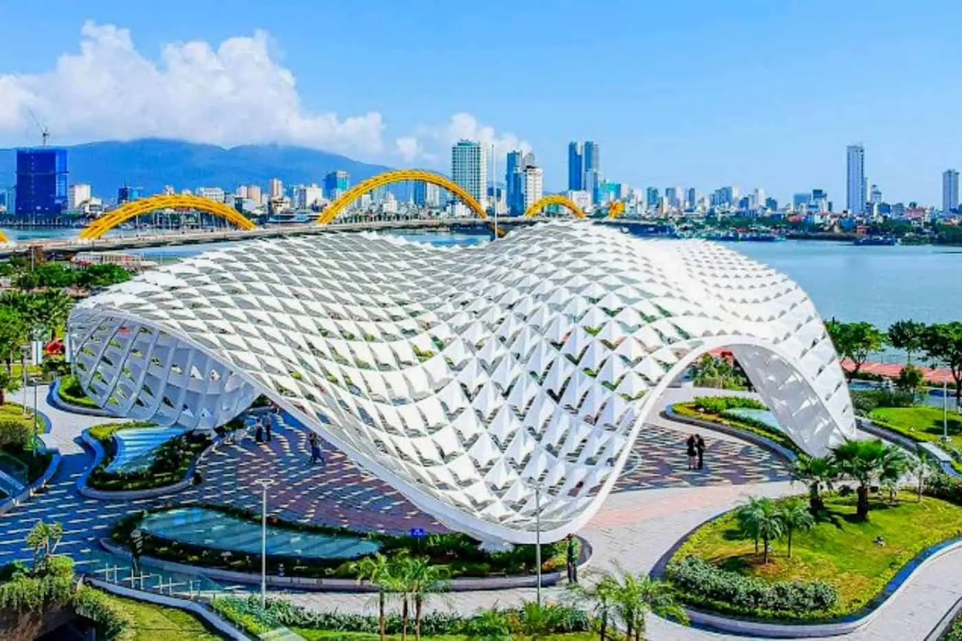 Love Lock Bridge and APEC Park riverside Da Nang