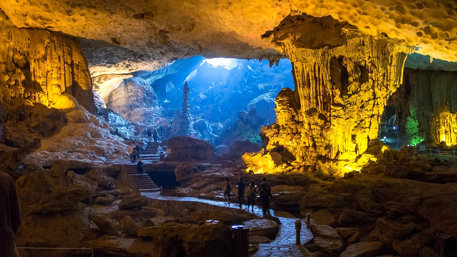 Three chambers of Dau Go Cave Ha Long Bay Vietnam