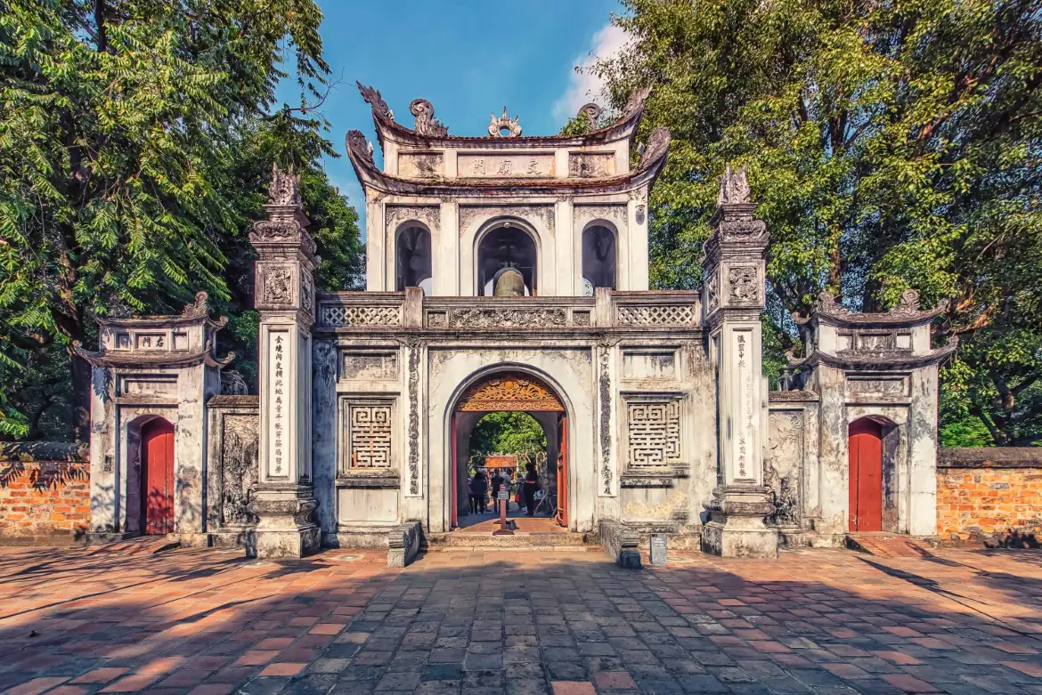 Temple of Literature Hanoi courtyard and stone tablets