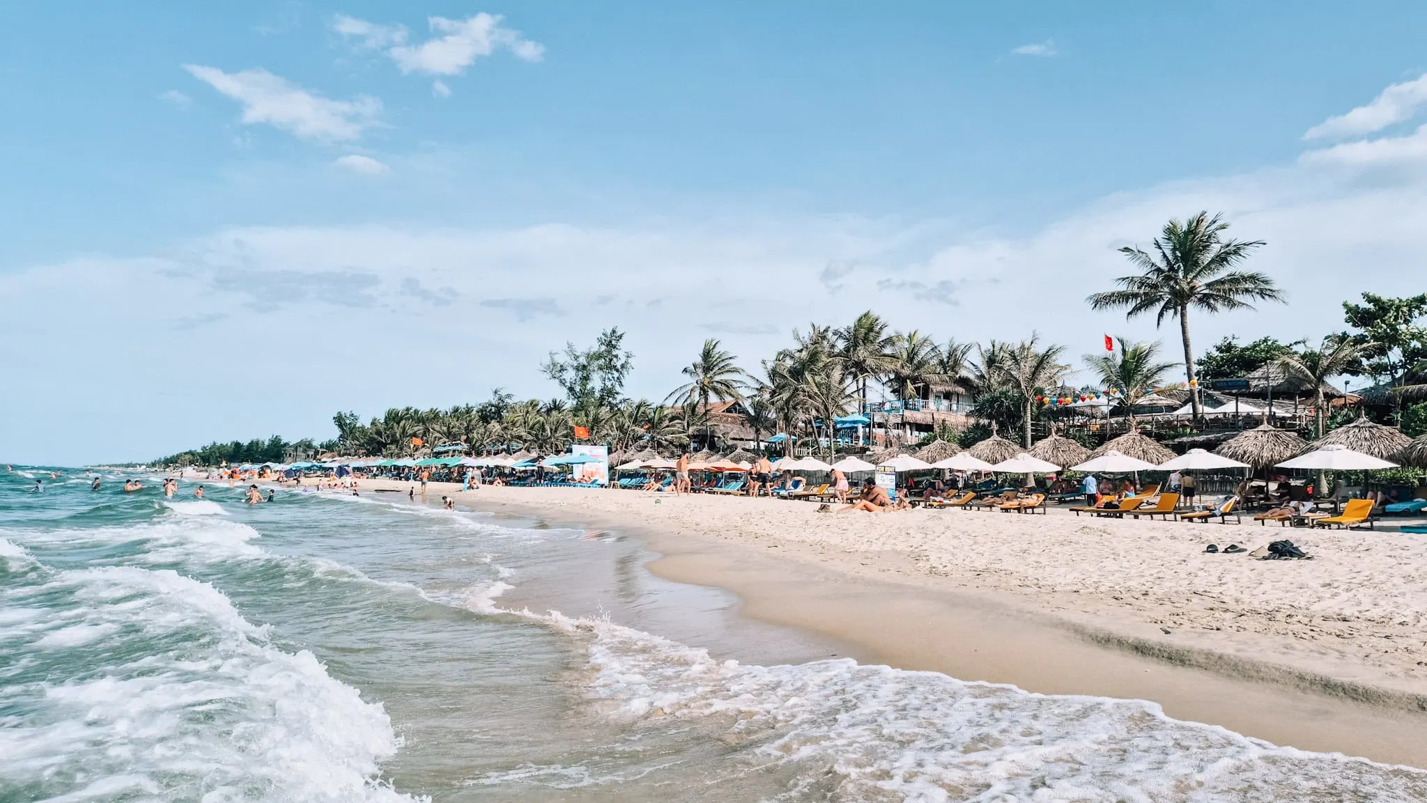 An Bang Beach sand and beach clubs near Hoi An Vietnam