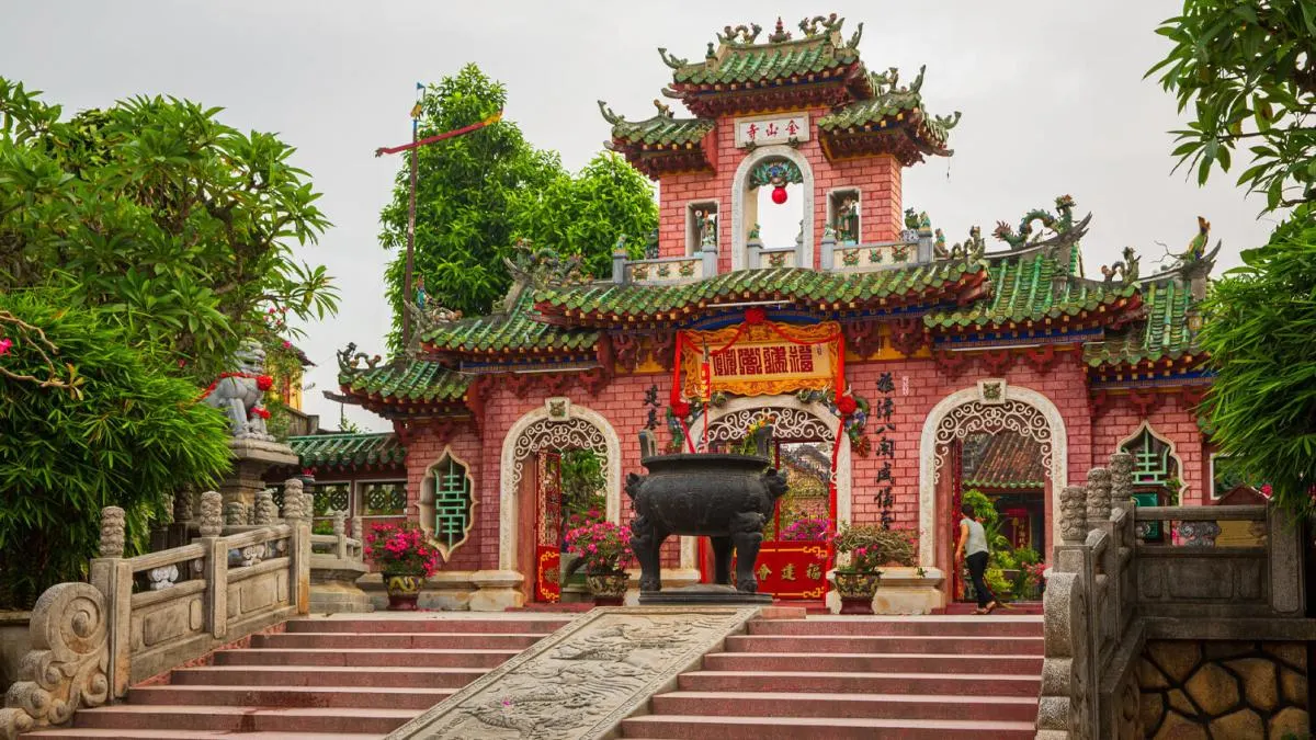 Fujian Assembly Hall ornate red and gold interior Hoi An Vietnam