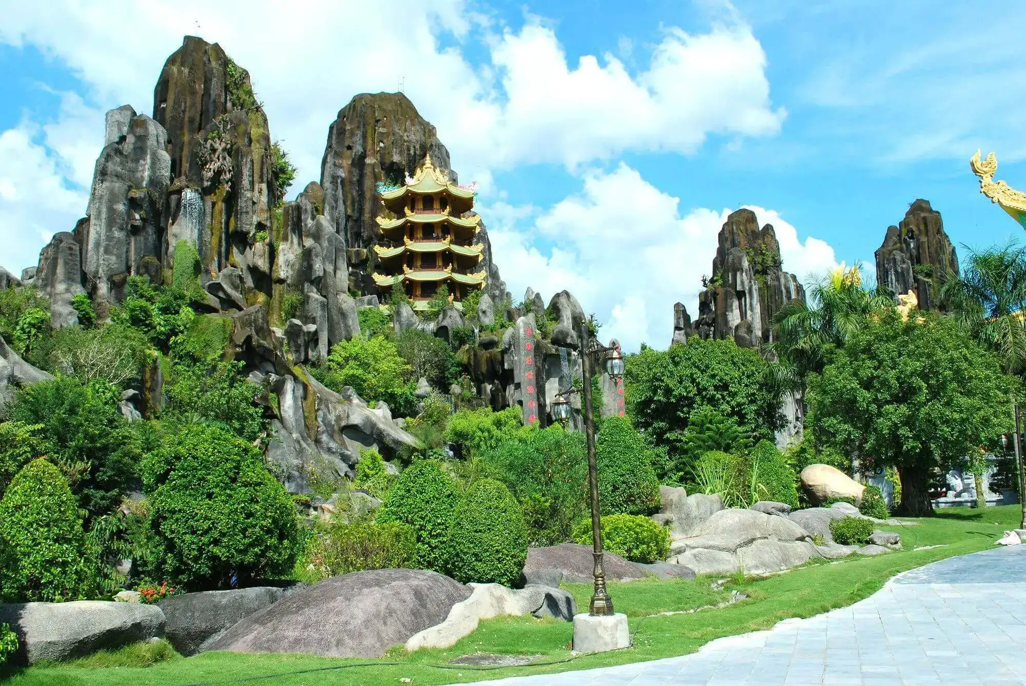 Marble Mountains limestone hills with cave temples near Hoi An Da Nang