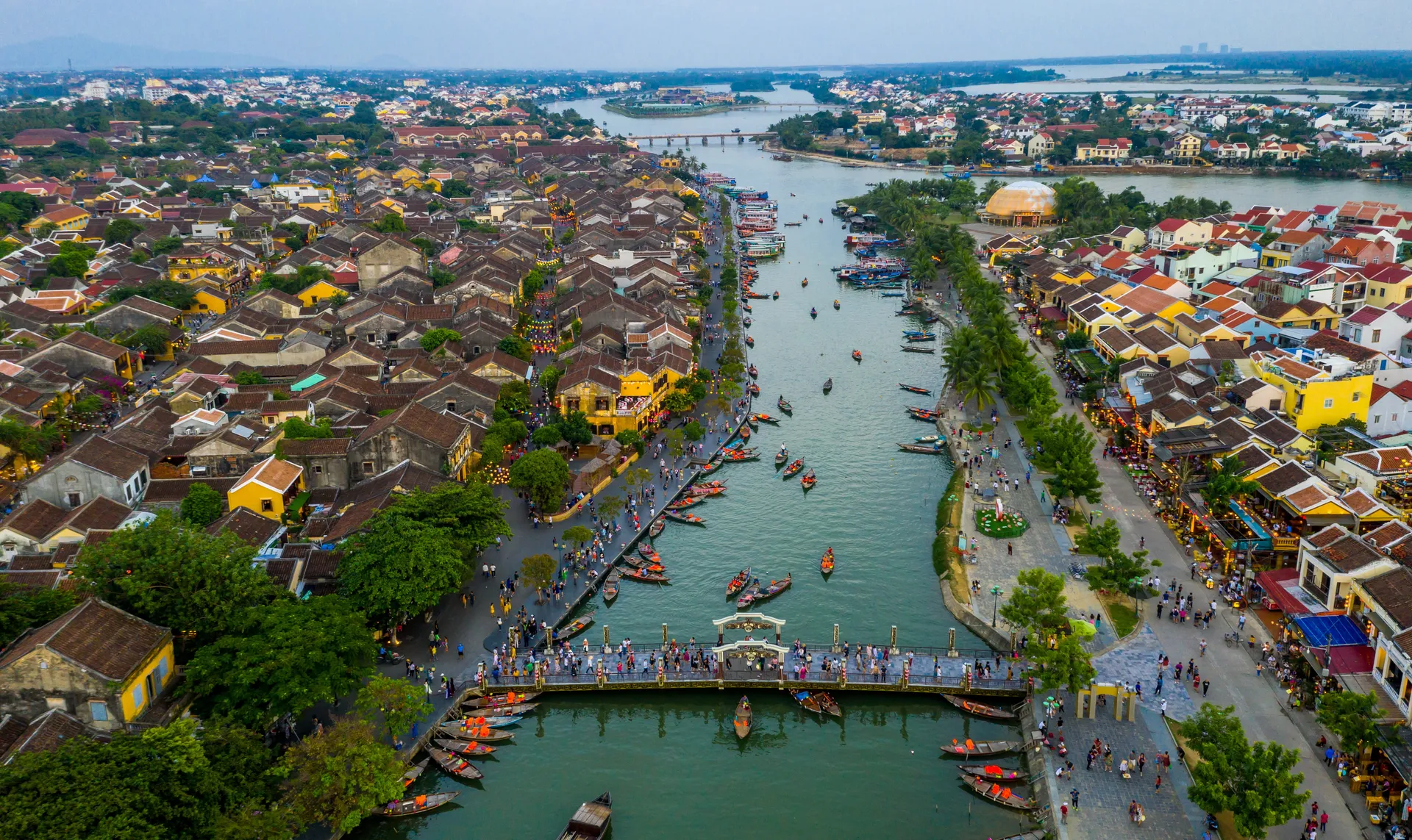 Hoi An Old Town yellow walls lanterns and narrow streets at dusk