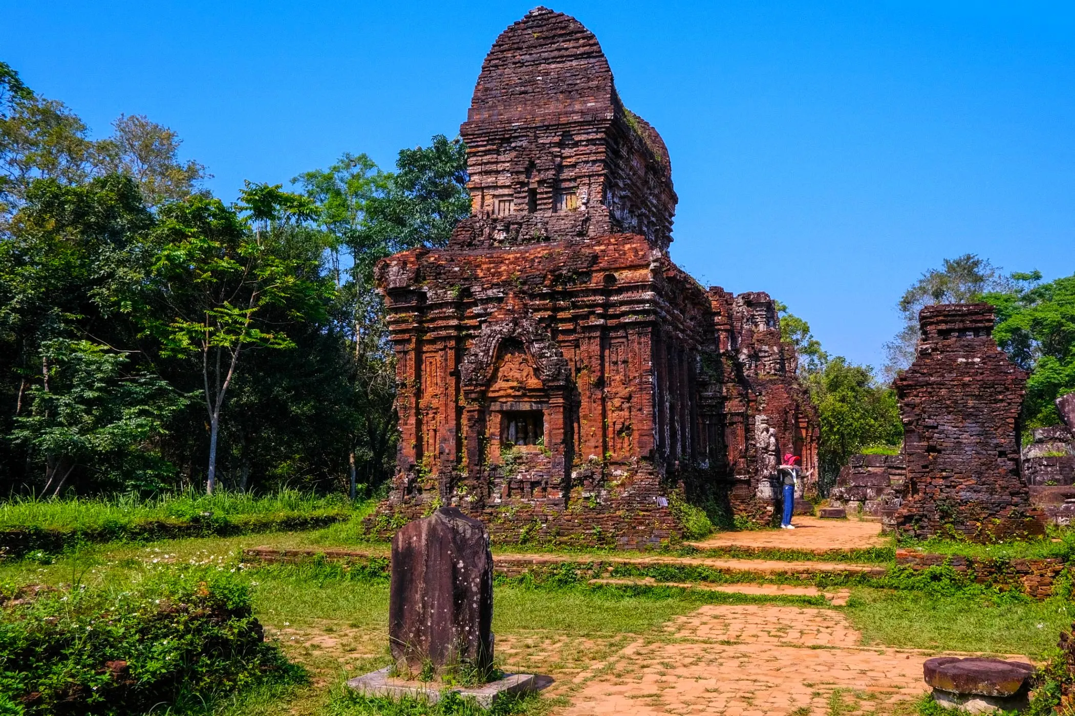 Group A destroyed Cham temple ruins crater B52 bombing My Son Vietnam