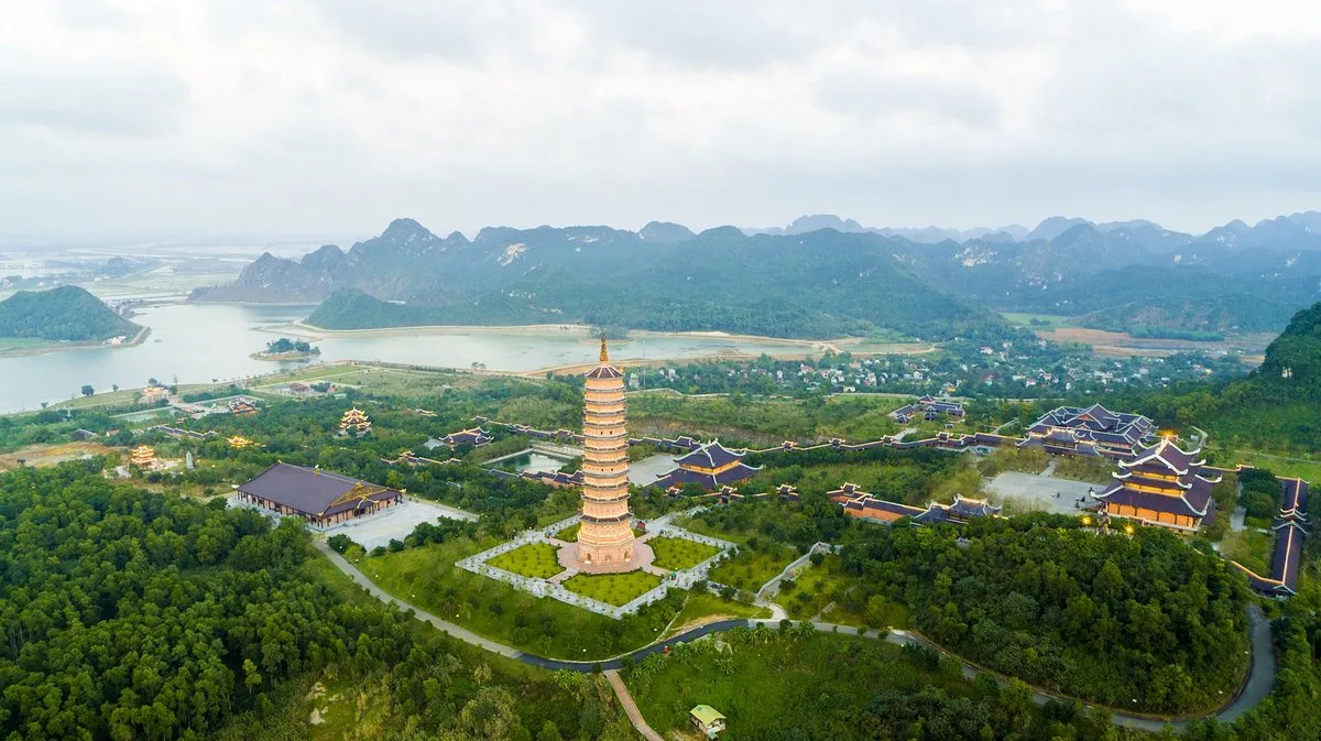 Bai Dinh Pagoda giant bronze Buddha and arhat corridor Ninh Binh Vietnam