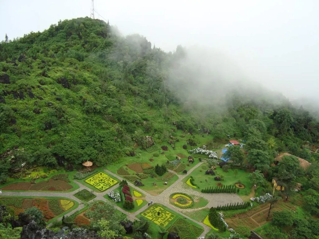 Ham Rong mountain gardens orchids and valley views Sapa town Vietnam
