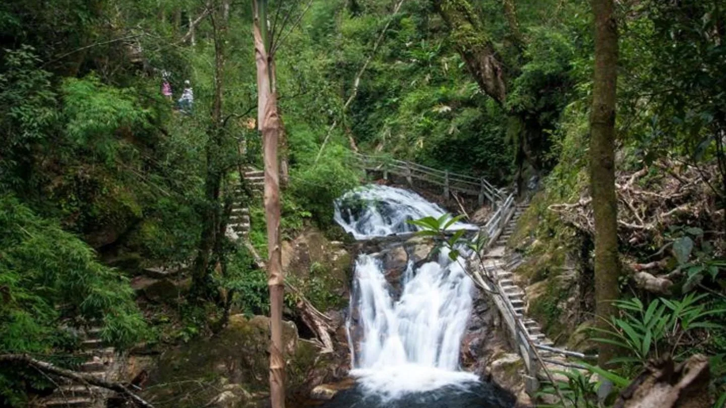 Love Waterfall forest trail and cascade near Sapa Vietnam
