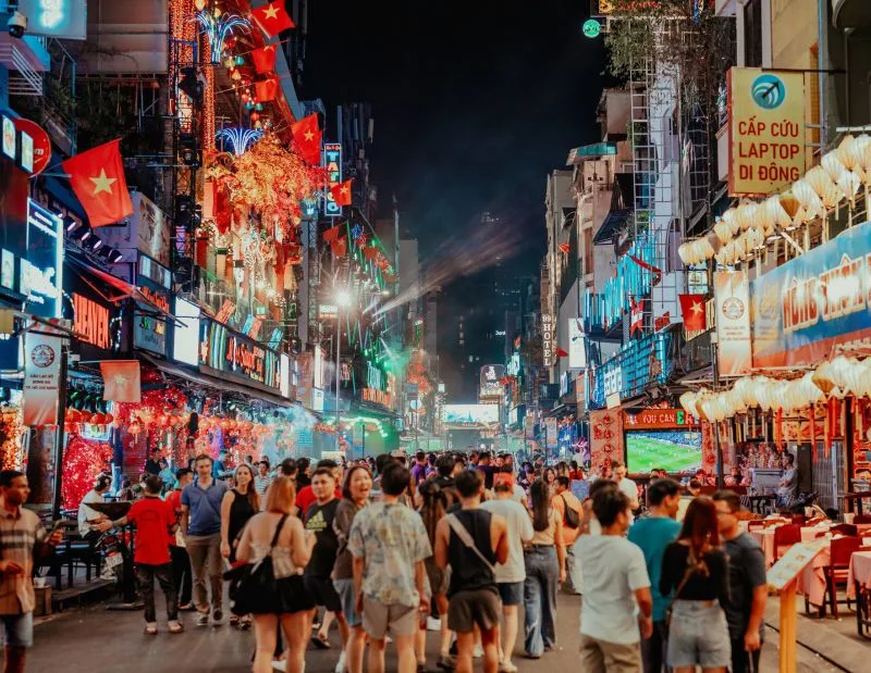 Ho Chi Minh City evening street view