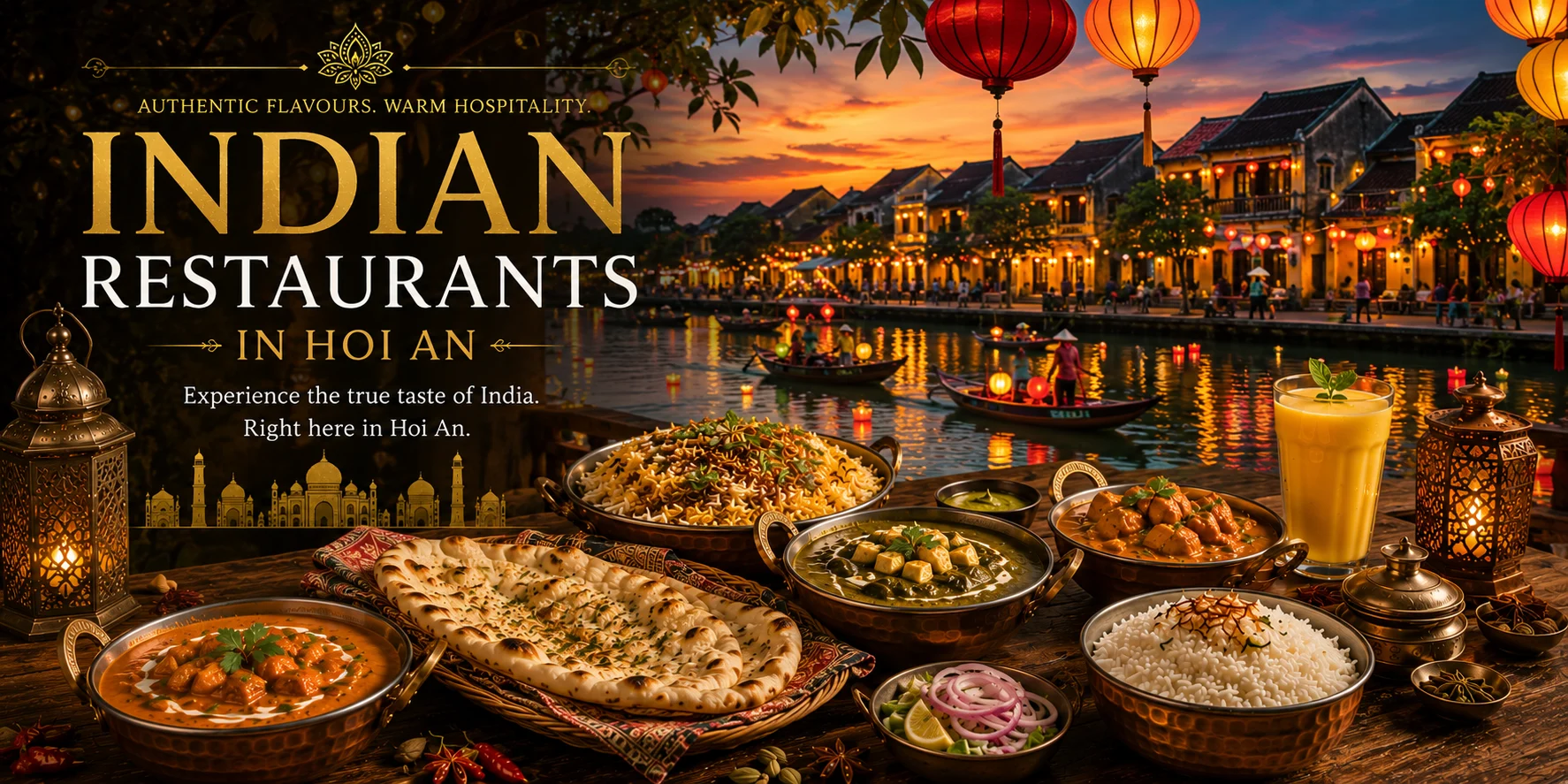 Lantern-lit Indian restaurant near Hoi An Ancient Town