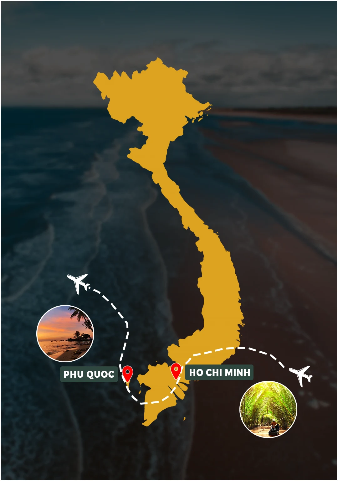 South Vietnam route map: Ho Chi Minh City – Phu Quoc Island