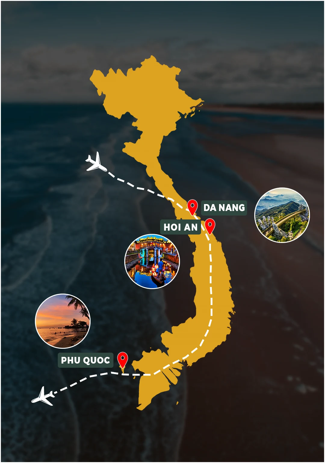 Route map: Hoi An/Da Nang – Cham Islands – Hoi An/Da Nang