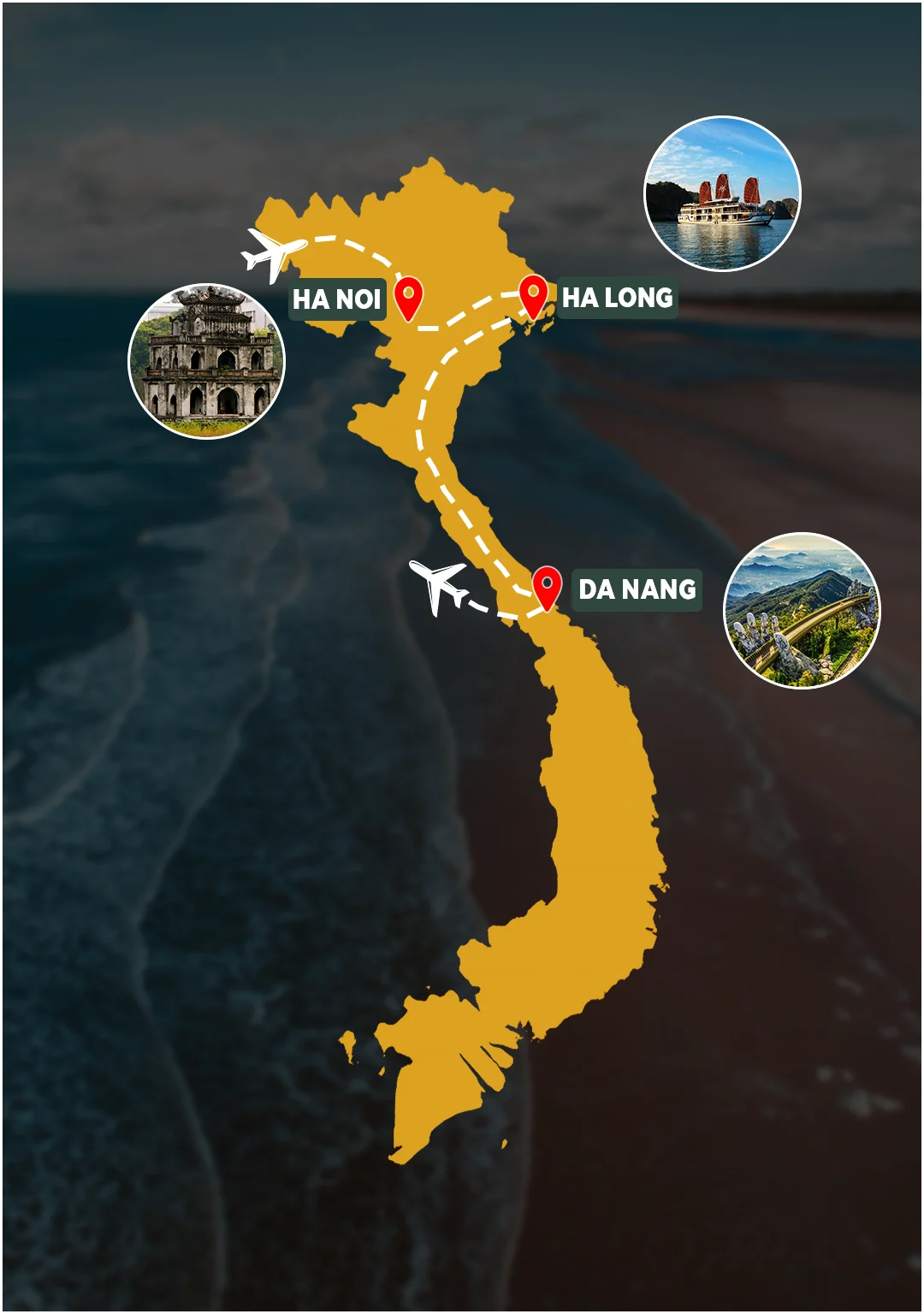 Hanoi & Golden Bridge route map