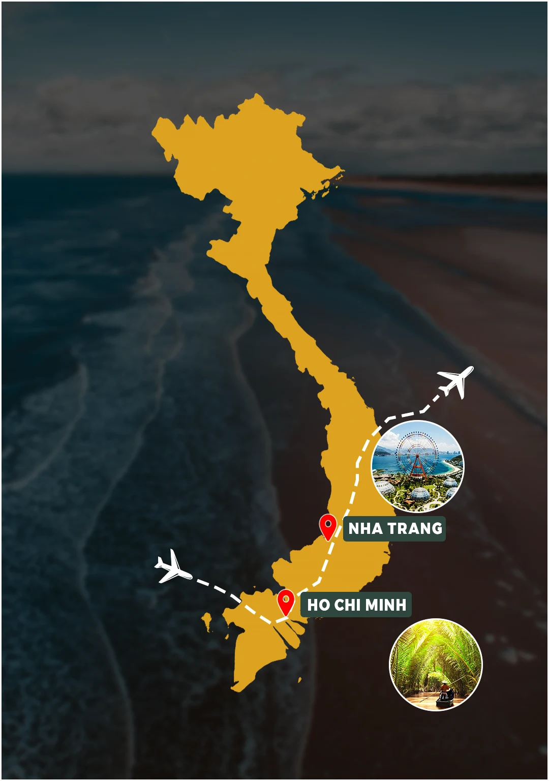 South of Vietnam with Beach Holiday in Nha Trang route map