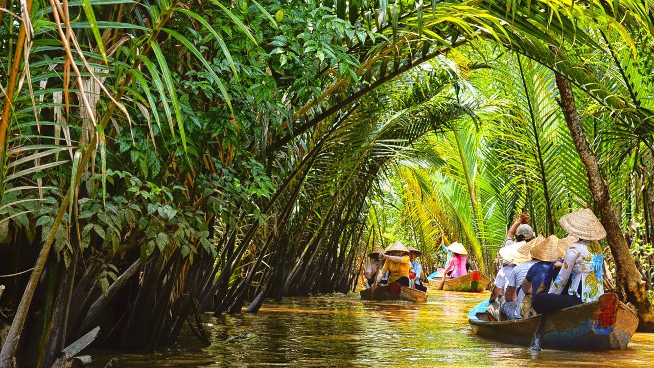 Mekong Delta floating market boats