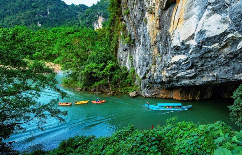 Phong Nha cave interior with dramatic lighting