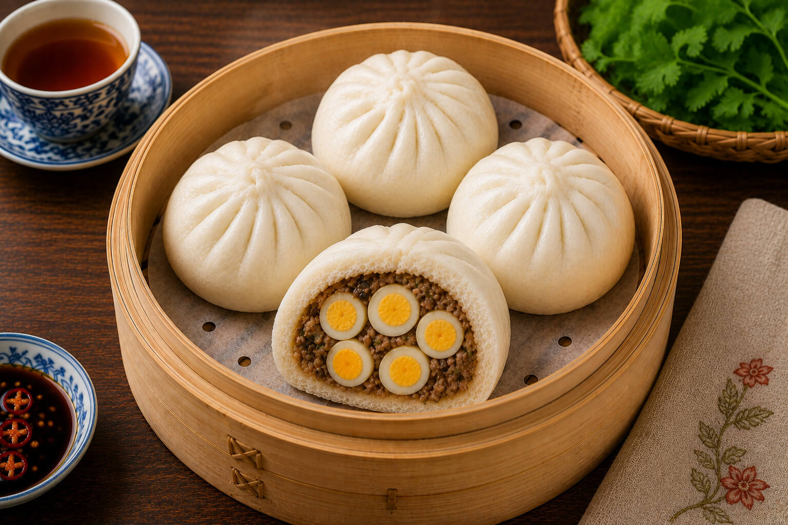 Bánh Bao Nhân Trứng Cút (Quail Egg)