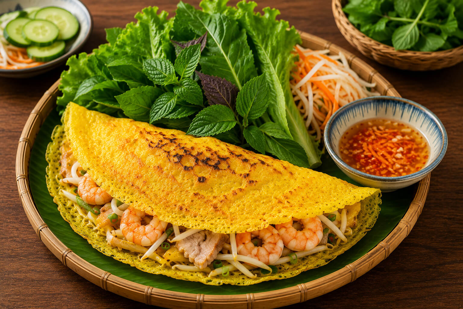 Banh xeo sizzling Vietnamese crepe