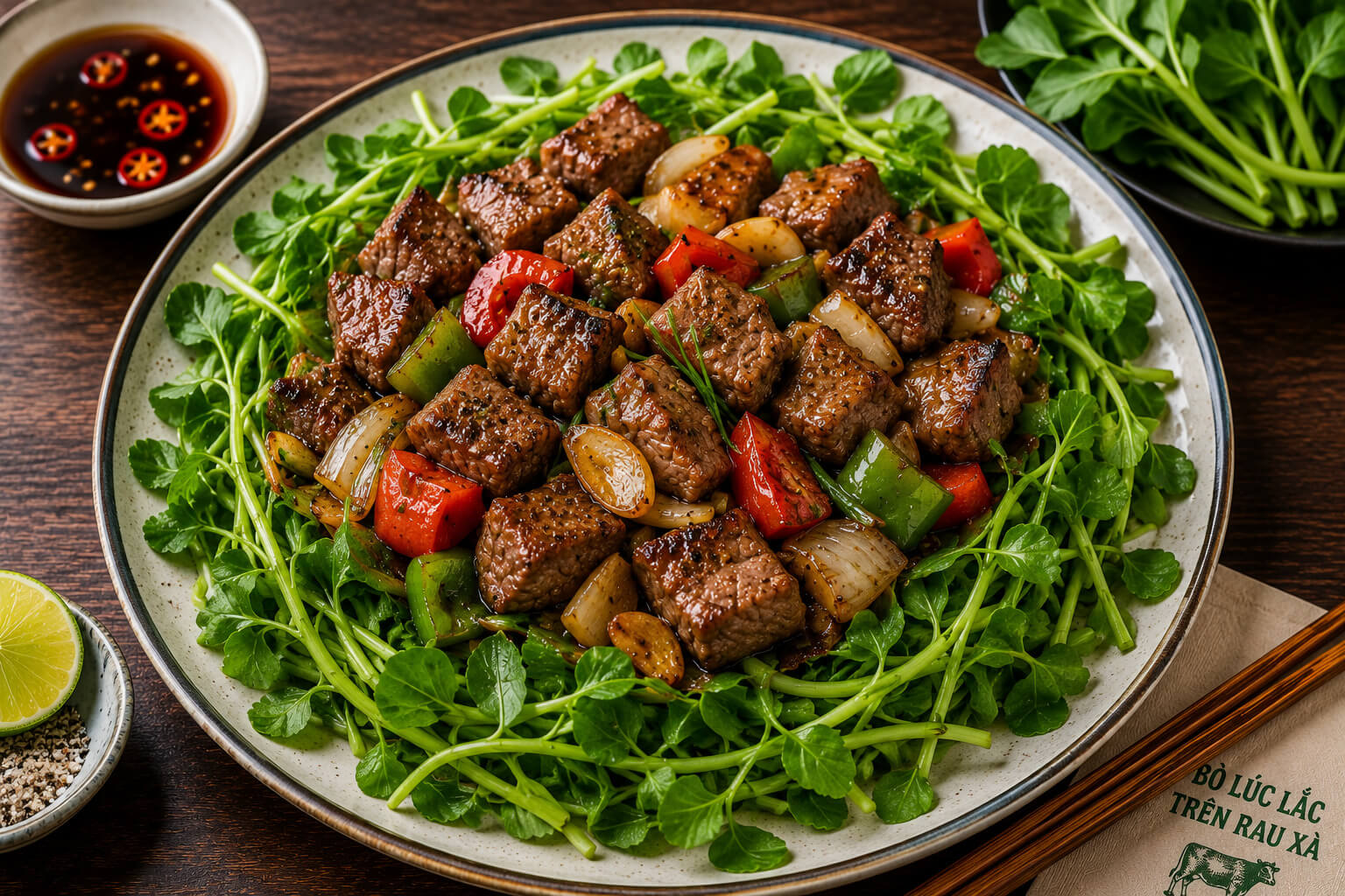 Bò Lúc Lắc trên rau xà