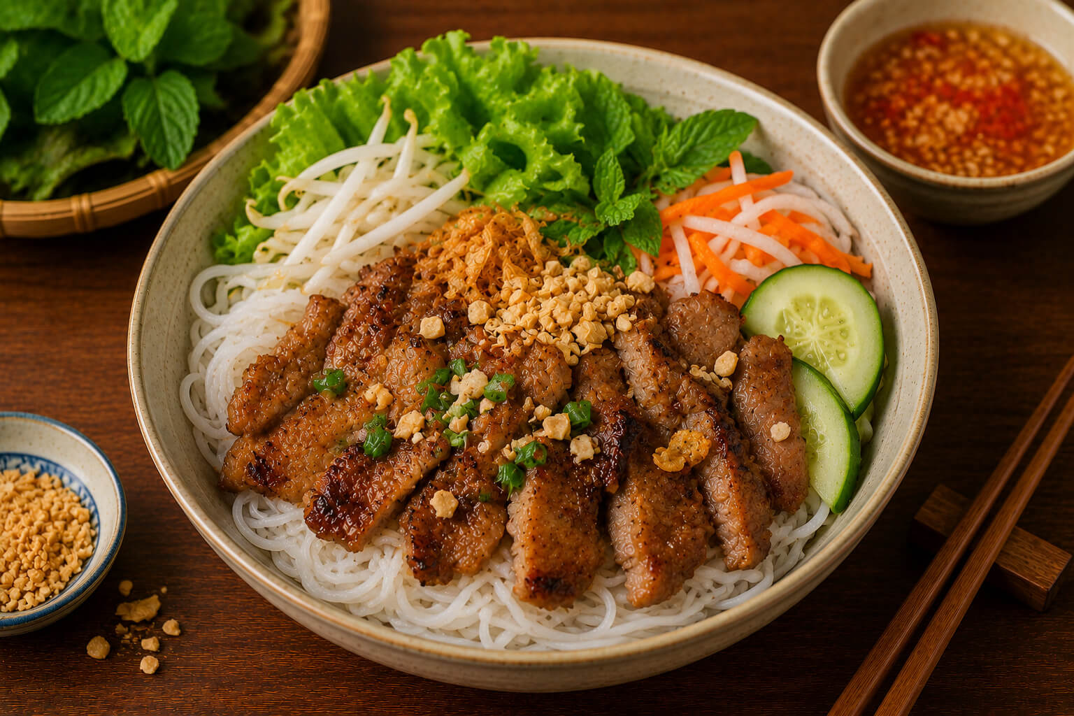 Bun thit nuong grilled pork noodles HCMC