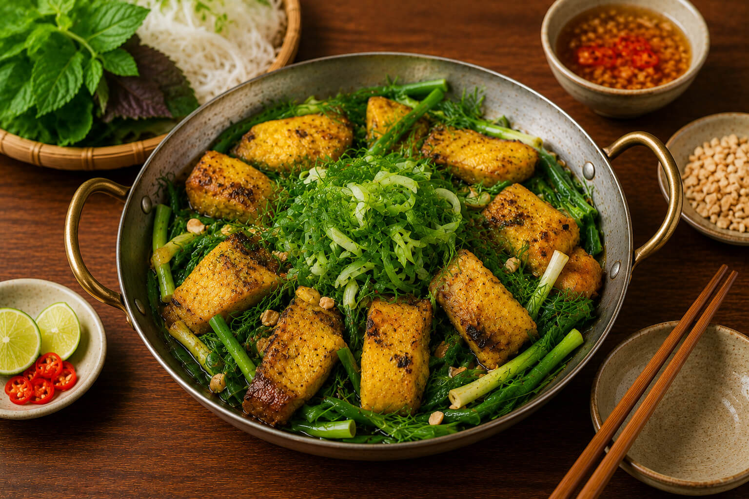 Cha ca la vong Hanoi turmeric fish with dill
